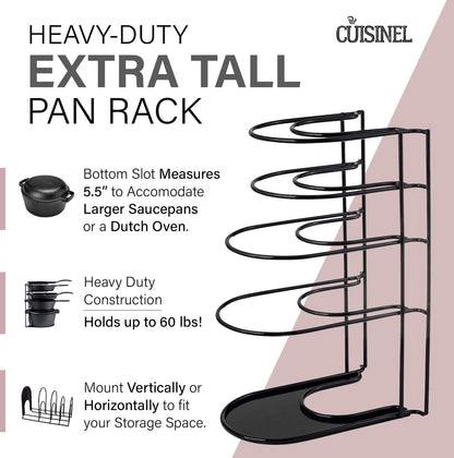 5-Tier Cast Iron Pan Organizer Rack – Extra Large & Adjustable