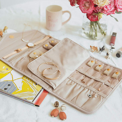 Travel Jewelry Organizer Roll | Foldable Jewelry Case