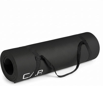 Premium 1/2-Inch High Density Exercise Yoga Mat with Strap