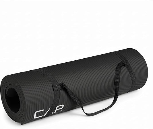 Premium 1/2-Inch High Density Exercise Yoga Mat with Strap