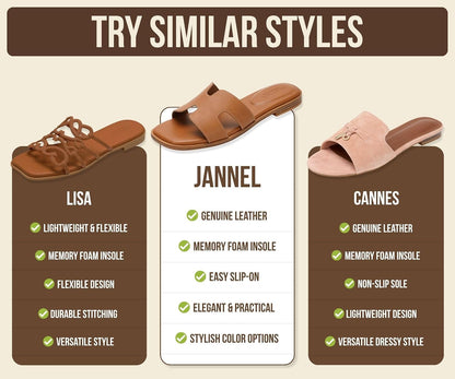 Genuine Leather Sandals with Memory Foam Insole for Women