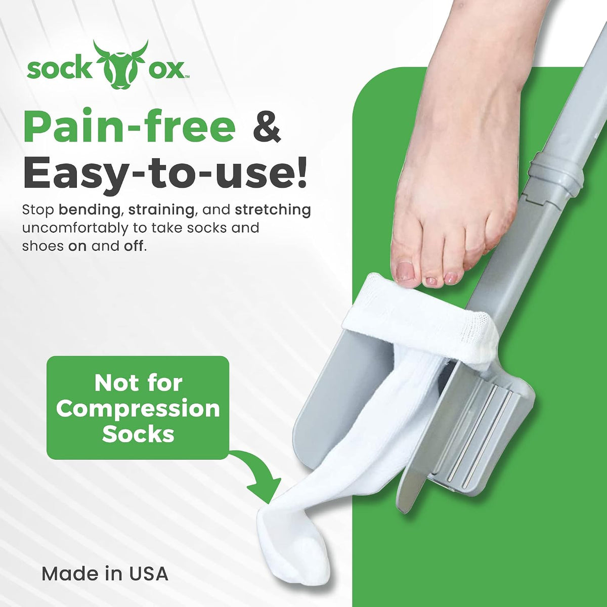 Adjustable Sock Aid with Remover Tool – No Bending Required