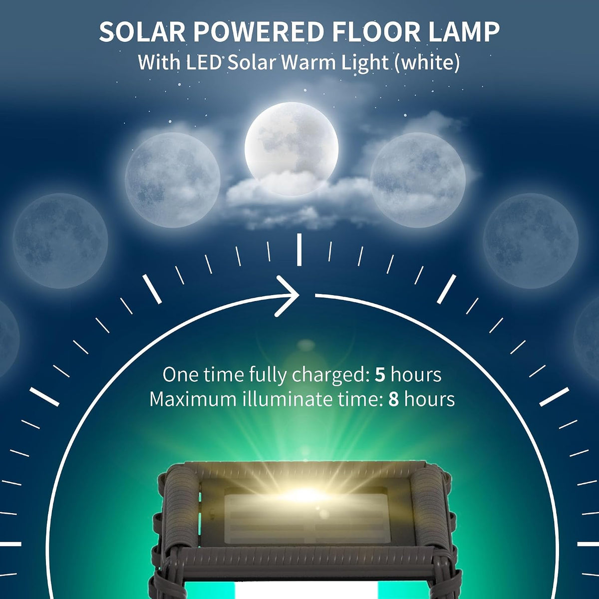 Solar Rattan Floor Lamp - Outdoor Garden Lantern Lighting