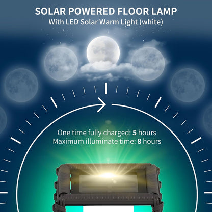 Solar Rattan Floor Lamp - Outdoor Garden Lantern Lighting