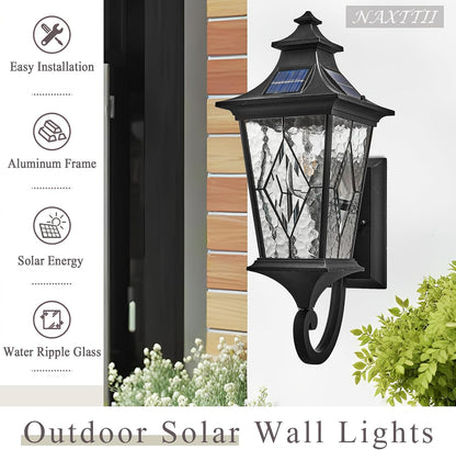 Solar Front Porch Light with Water Ripple Glass & Remote