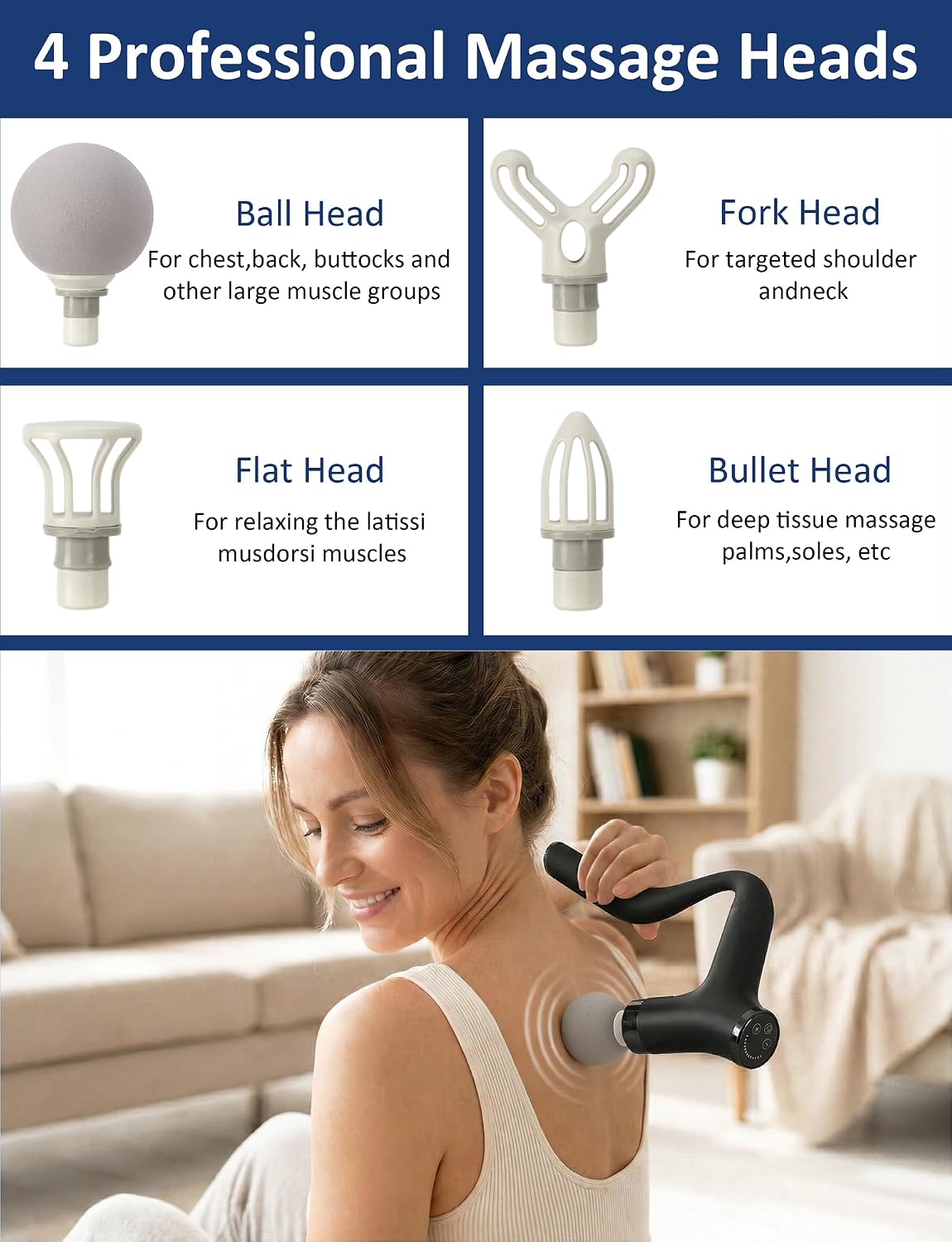 Ergonomic Deep Tissue Massage Gun with Extension Handle