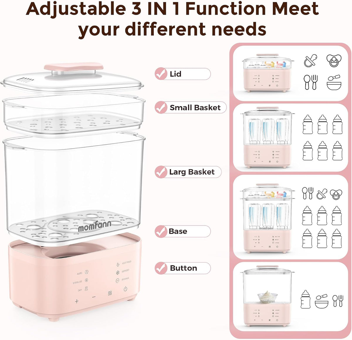Baby Bottle Sterilizer and Dryer with UV Technology