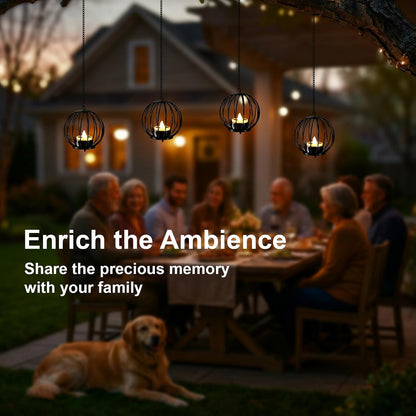 Solar Hanging Lanterns - Waterproof Outdoor Metal Candle Lights