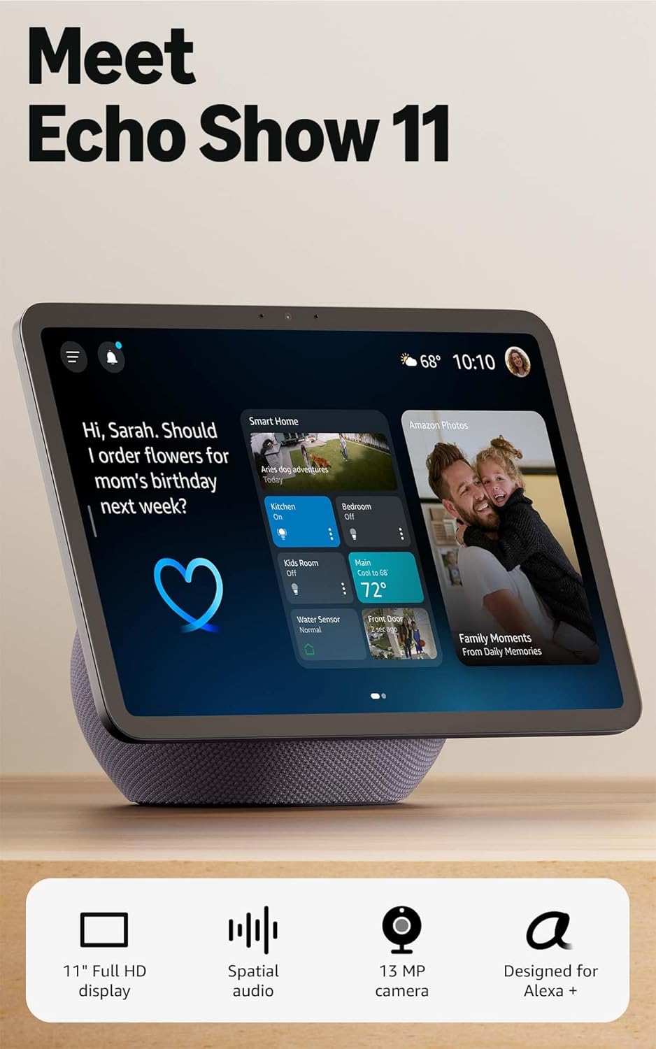 Smart Display 11-Inch Full HD with Spatial Audio for Alexa+