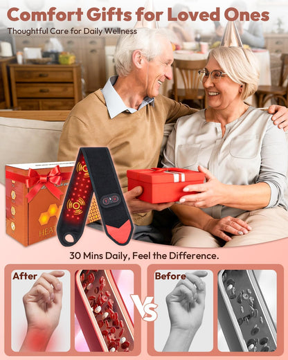 Red Light Therapy Wrist Wrap with Heat & Vibration | Cordless