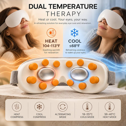 Eye Massager with Heat & Cold Therapy | 14-Point Vibration