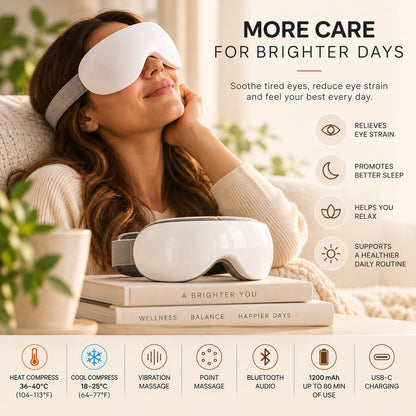 Eye Massager with Heat & Cold Therapy | 14-Point Vibration