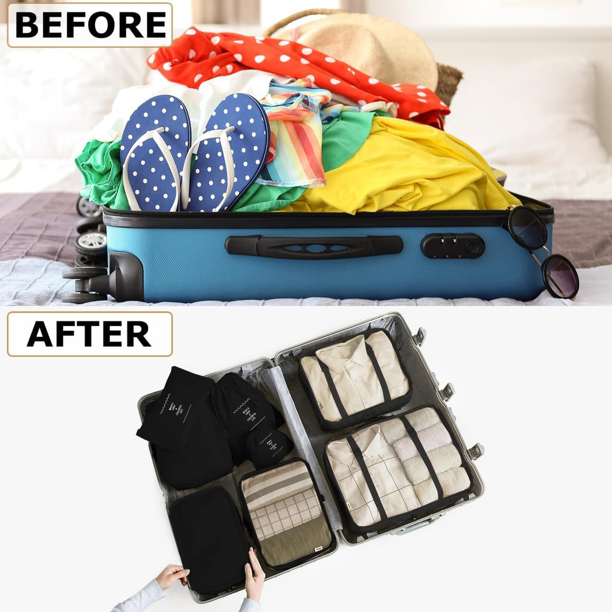 Premium Travel Packing Cubes Set - Luggage Organizer System