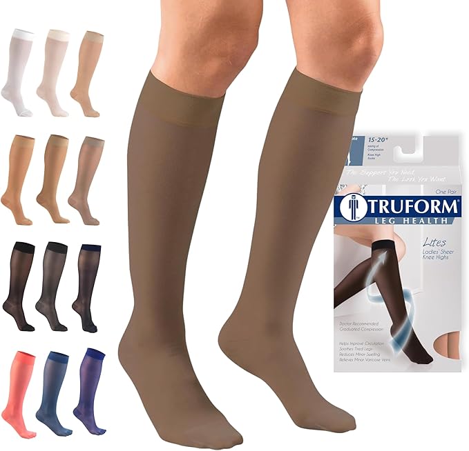 Sheer Compression Stockings 15-20 mmHg Knee High for Women