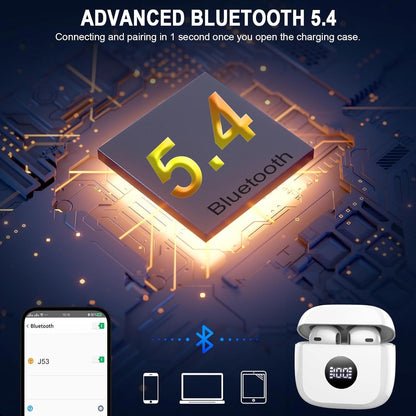 Wireless Bluetooth 5.4 Earbuds with LED Display & 6D Stereo