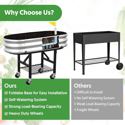 Self-Watering Raised Garden Bed with Legs & Wheels