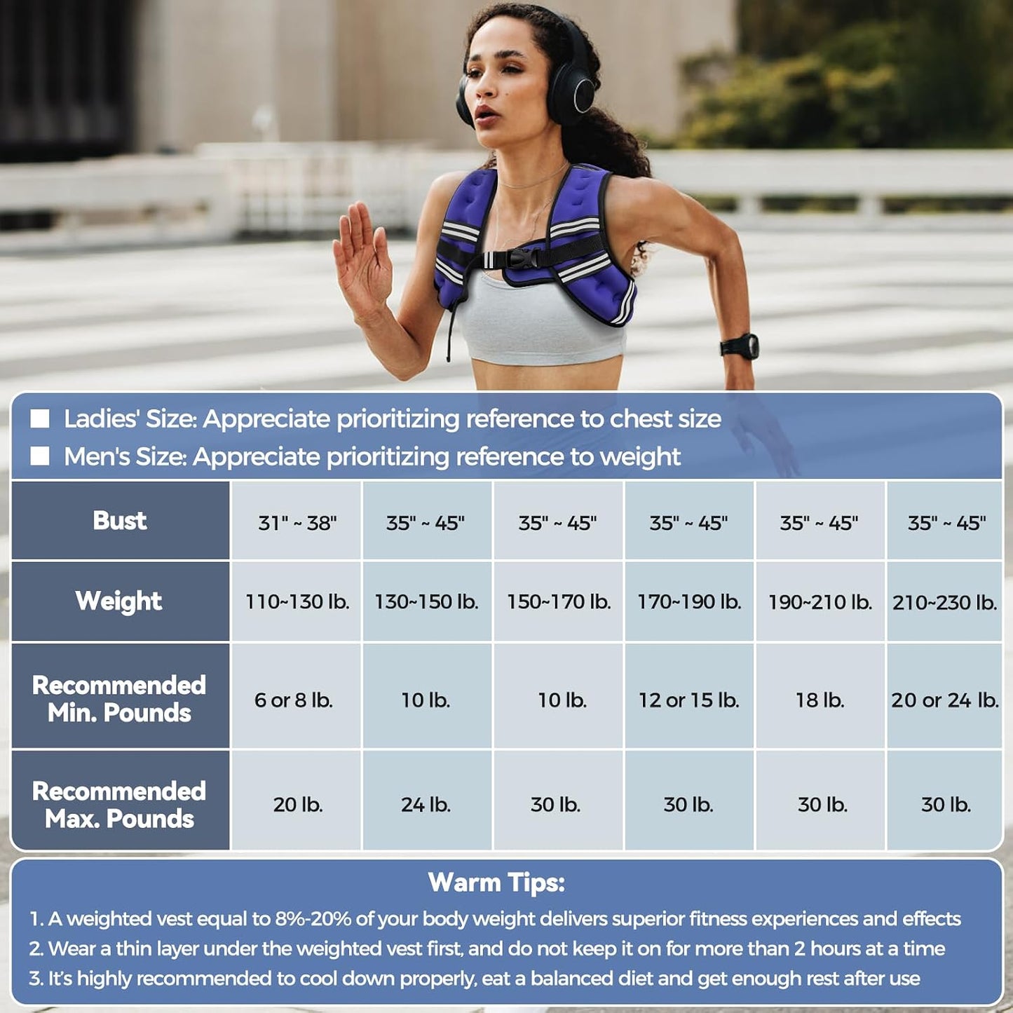 Zeerun Weighted Vest, 6Lb/8Lb/10Lb/12Lb/15Lb/18Lb/20Lb/24Lb/30Lb for Men Women, Reflective Stripe Adjustable Buckle, Comfortable Durable Rucking Vest for Walking Running Strength Training
