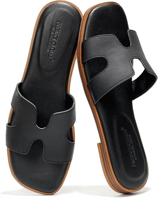 Genuine Leather Sandals with Memory Foam Insole for Women