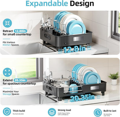 Extendable Dish Drying Rack for Small Kitchen Counters