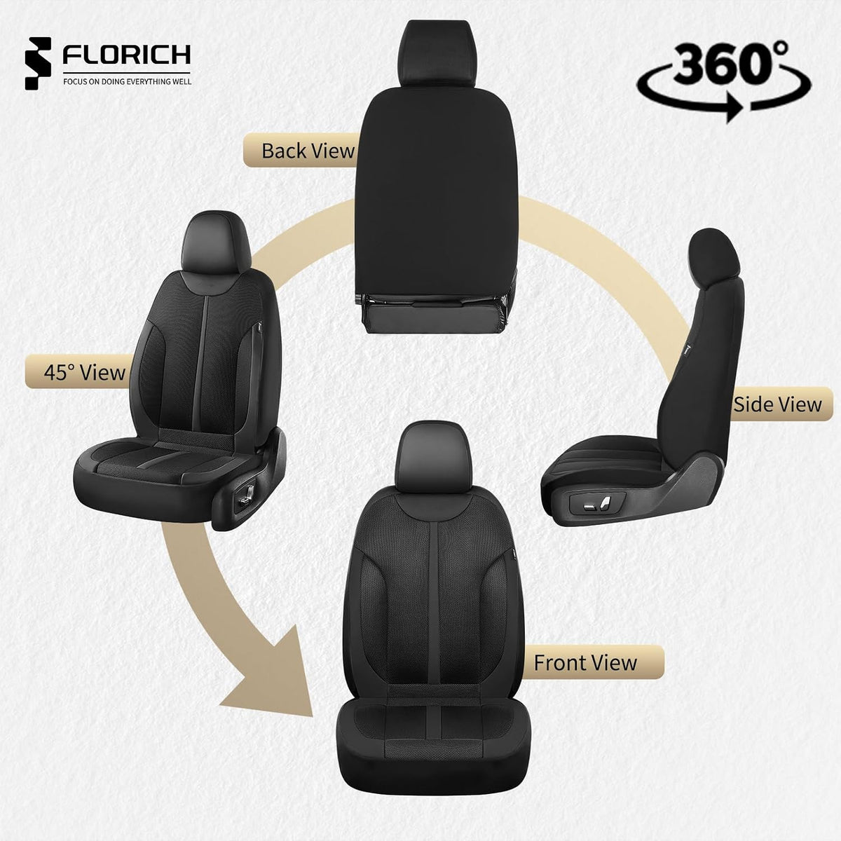 Premium Car Seat Covers Full Set - Universal Fit 5 Seats