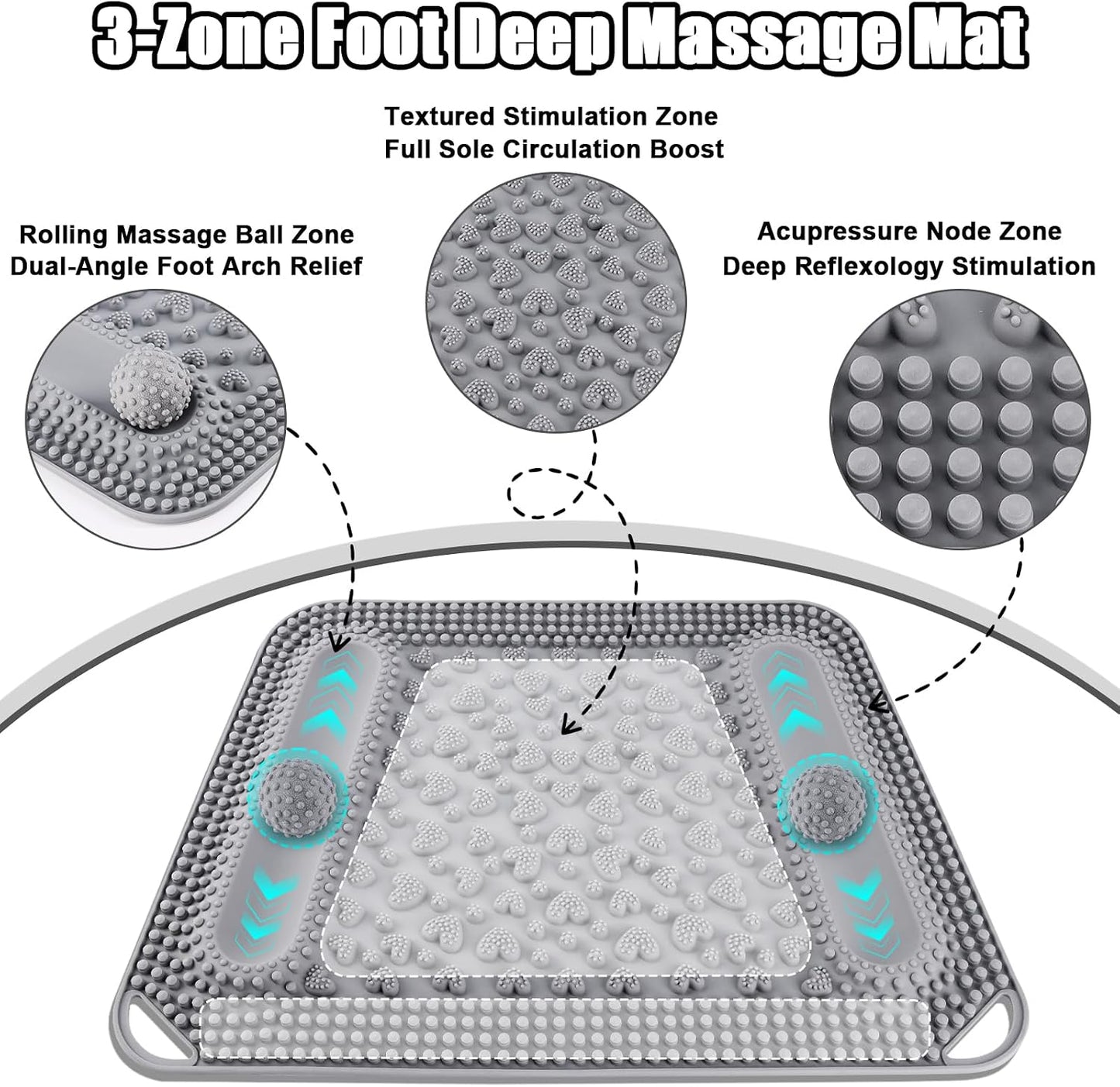 Silicone Foot Massage Mat with Acupressure Nodes & Massage Balls