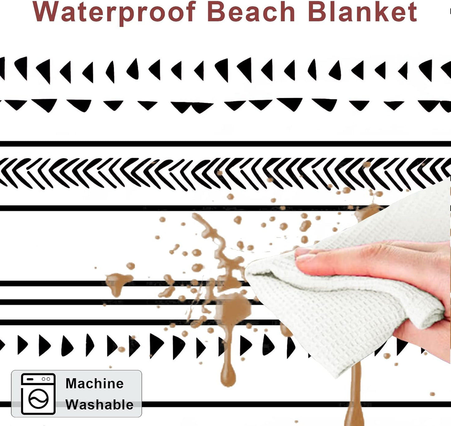 Extra Large Waterproof Sandproof Beach Blanket 110×118 inch