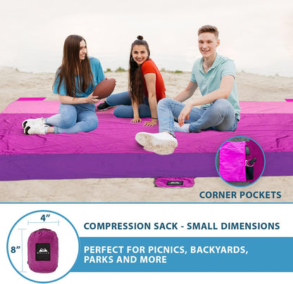Premium Waterproof Sandproof Beach Blanket 9x10 Ft - 8 Person