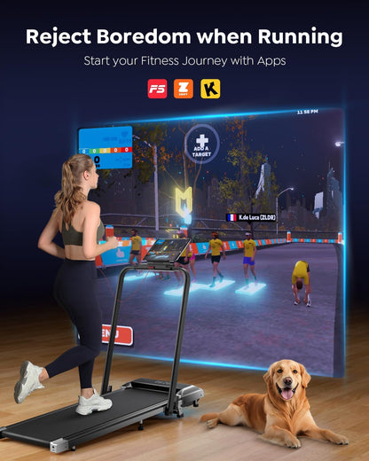 2-in-1 Foldable Walking Pad Treadmill with Incline & App Control