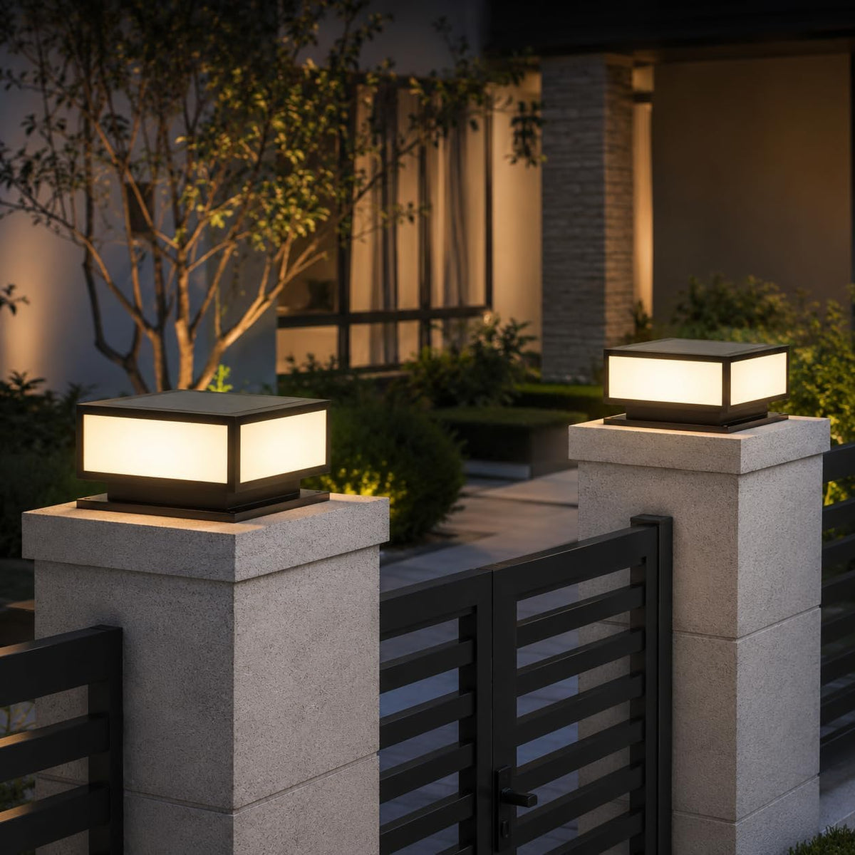 Solar Outdoor Column Lights - Modern Post Cap Lanterns IP65