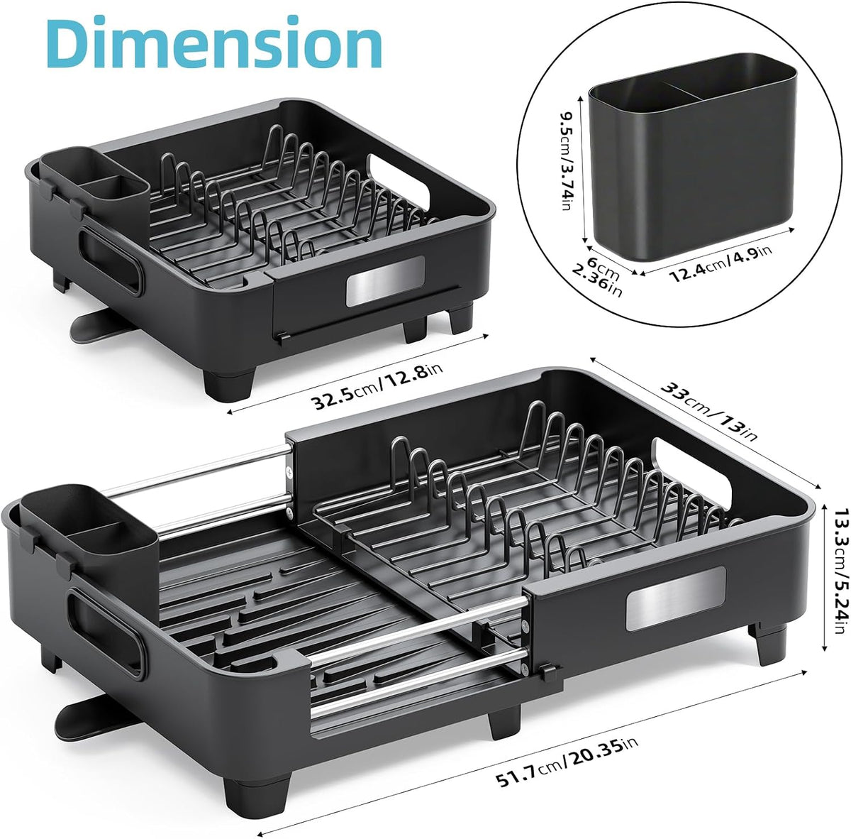 Extendable Dish Drying Rack for Small Kitchen Counters