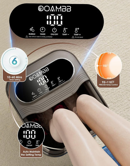 Collapsible Foot Spa with Heat, Bubbles & Massage Rollers