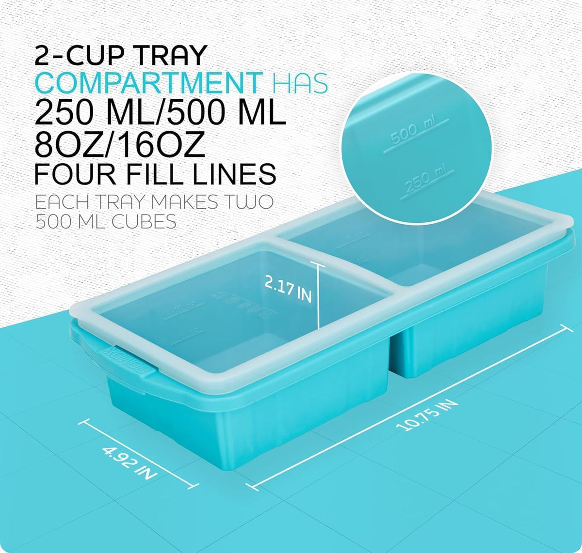 Silicone Freezer Tray with Lid - Multi-Portion Meal Prep
