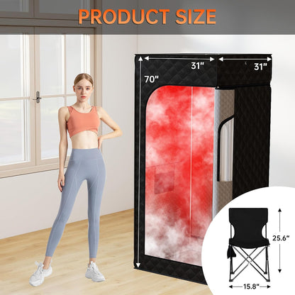 Portable Infrared Sauna with Red Light Therapy & Steam