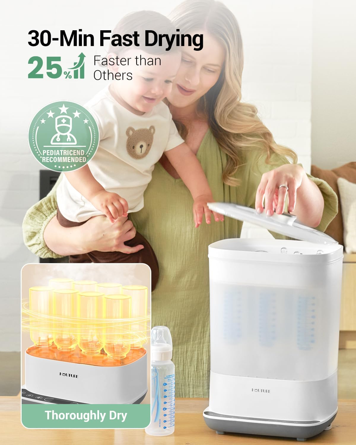 6-in-1 Baby Bottle Sterilizer and Dryer | Large Capacity