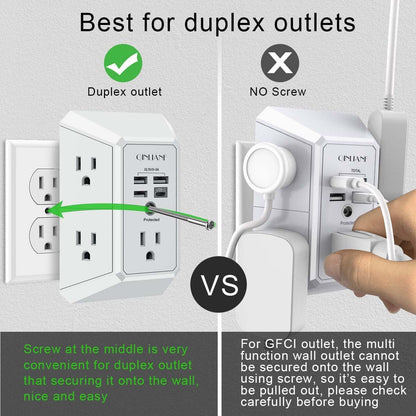 Multi-Outlet Wall Charger with USB Ports & Surge Protection