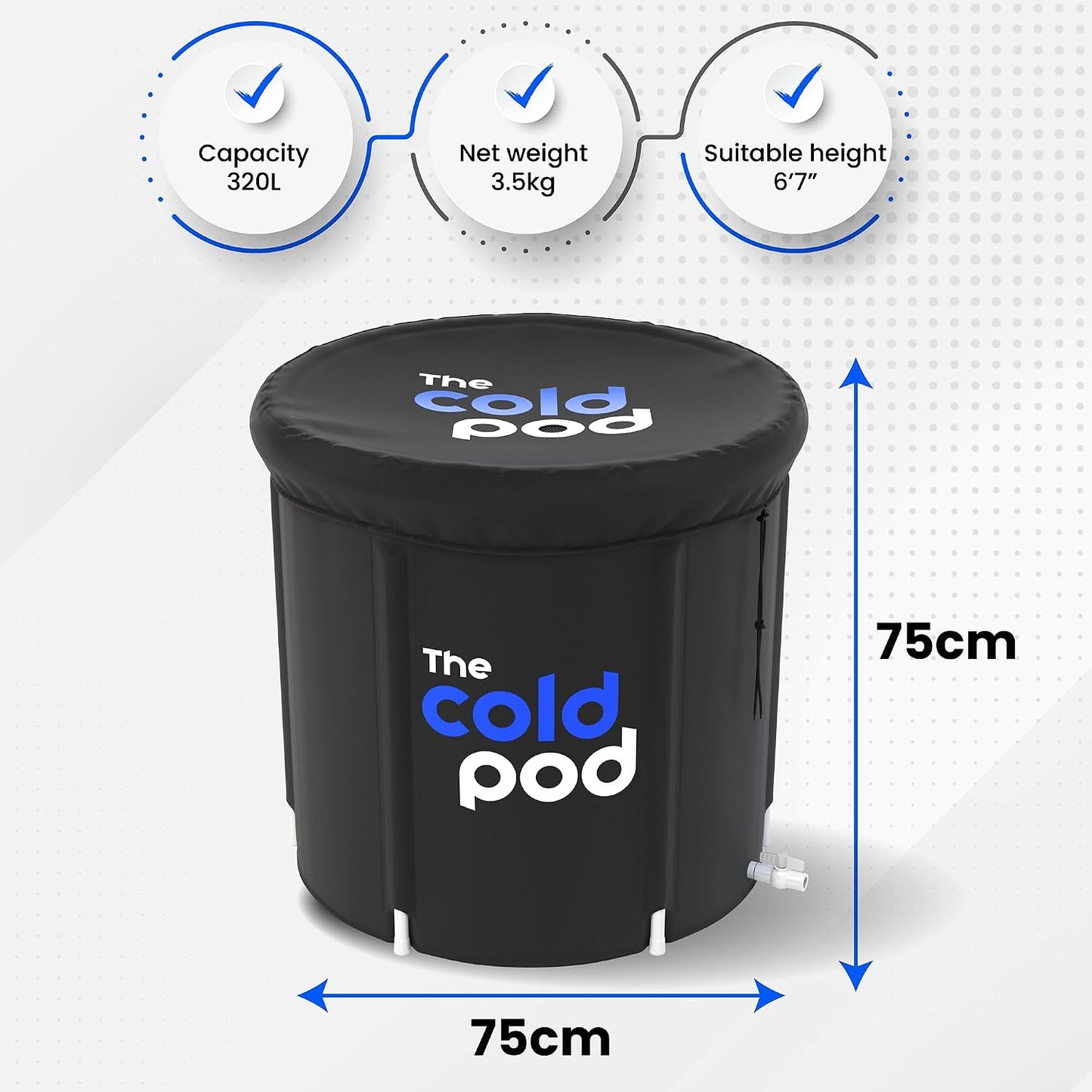 Premium Ice Bath Tub with Cover - 88 or 116 Gallon Cold Plunge