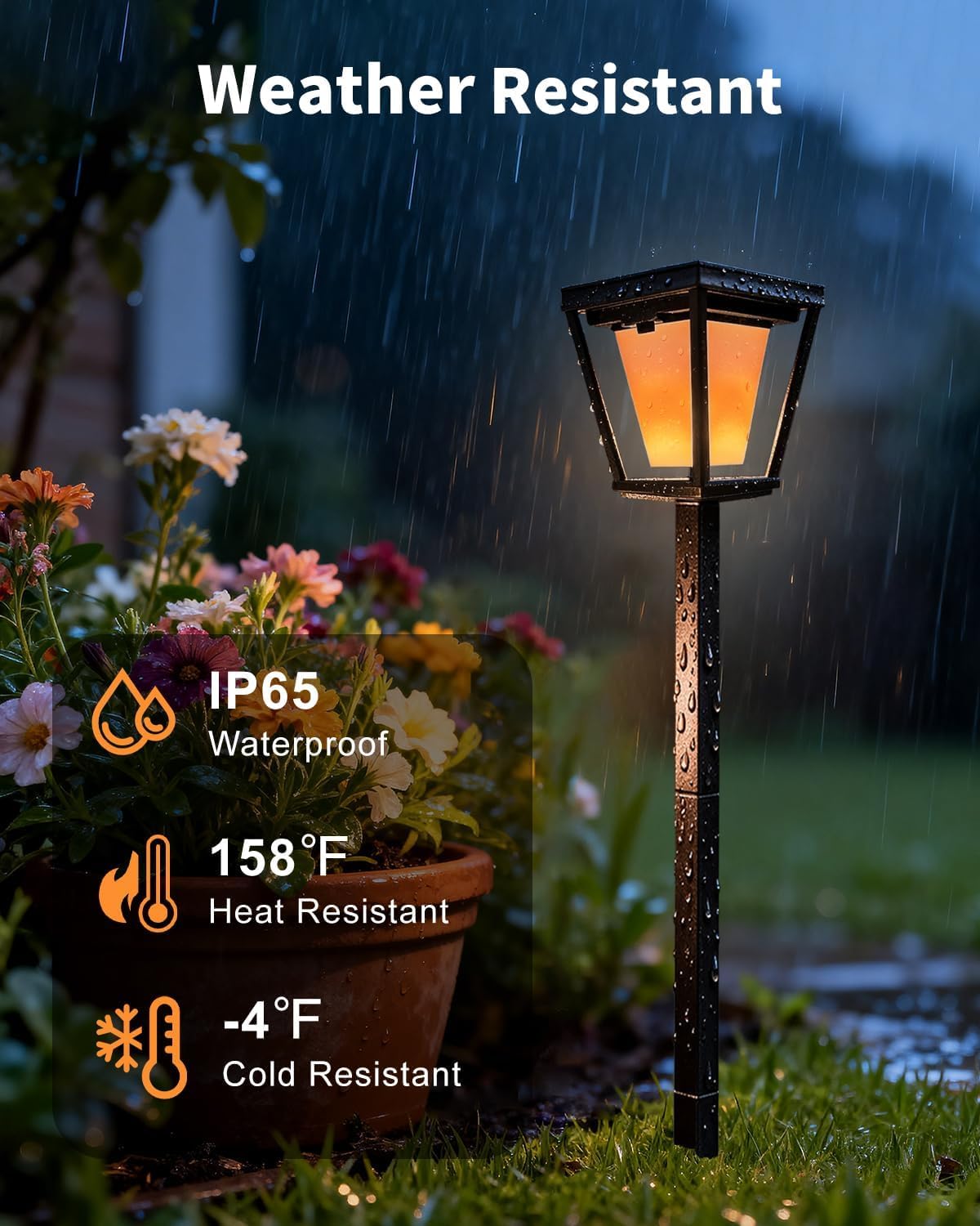 Solar Pathway Lights with Flickering Flame Effect - 4/6/8 Pack