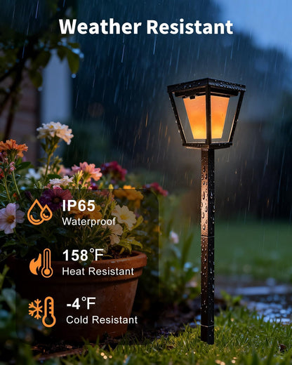 Solar Pathway Lights with Flickering Flame Effect - 4/6/8 Pack