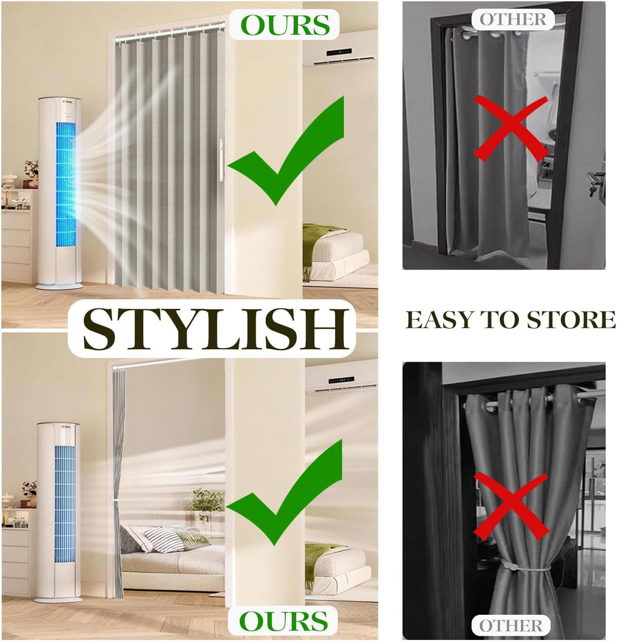 Blackout Magnetic Folding Door Curtain - Accordion Style
