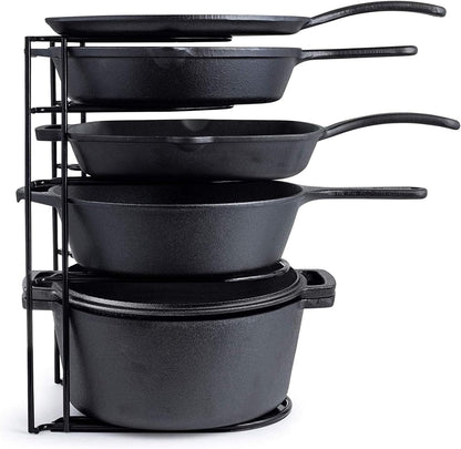 5-Tier Cast Iron Pan Organizer Rack – Extra Large & Adjustable