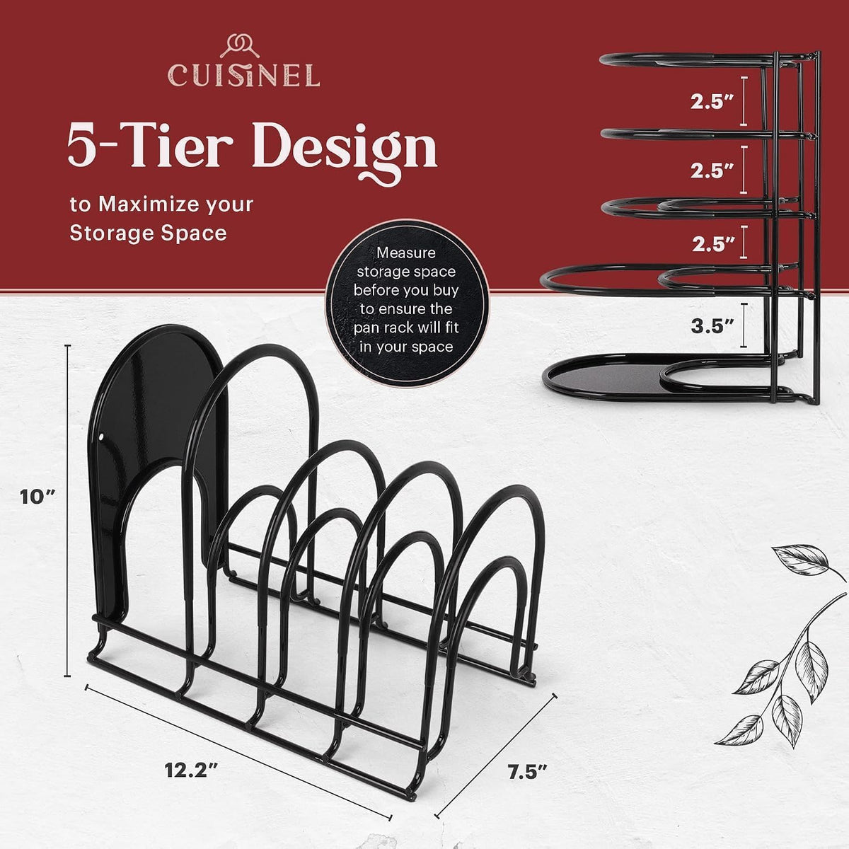 5-Tier Cast Iron Pan Organizer Rack - Kitchen Storage System