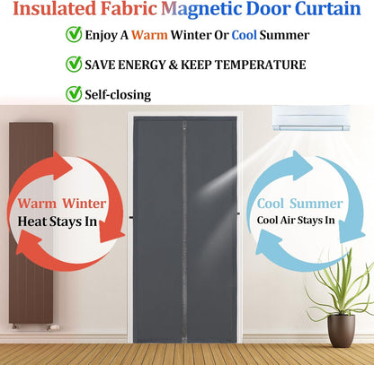 Magnetic Thermal Insulated Door Curtain - Energy Saving