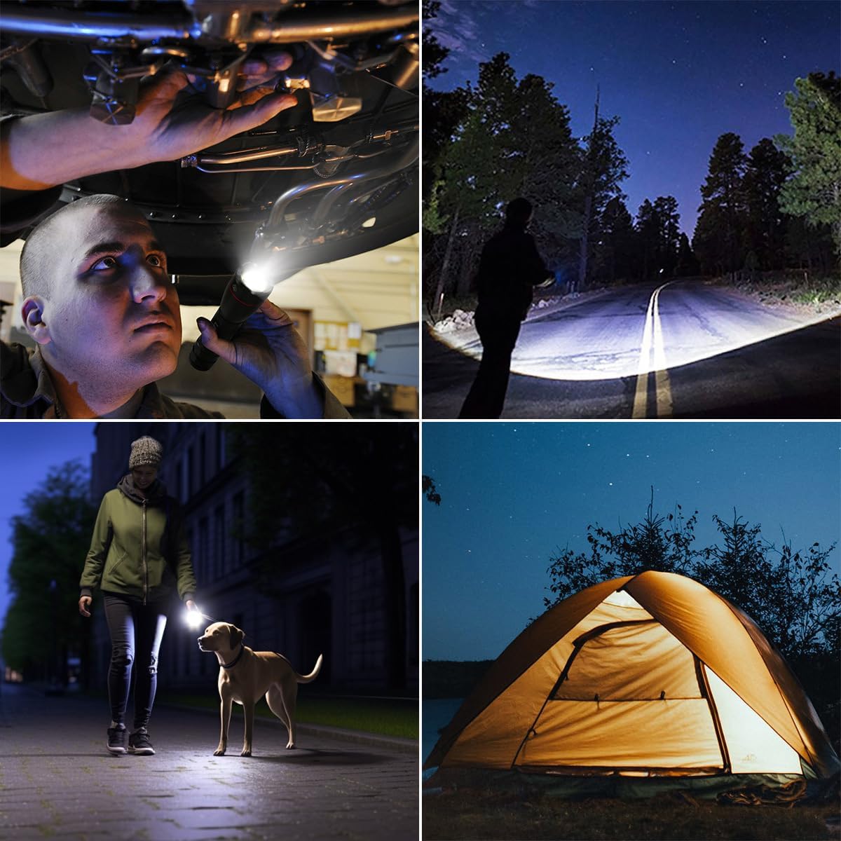High Lumen Tactical Flashlight with Adjustable Focus & Batteries