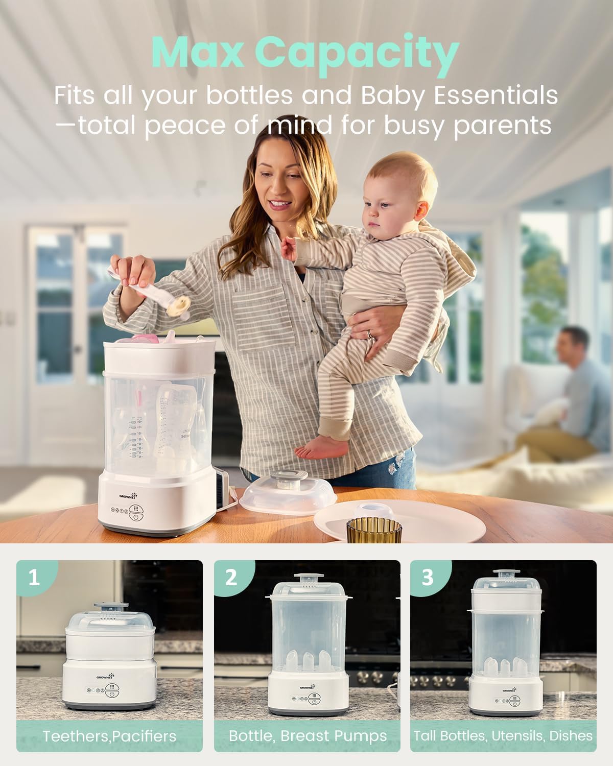 Compact Baby Bottle Sterilizer & Dryer with Fast Sanitization