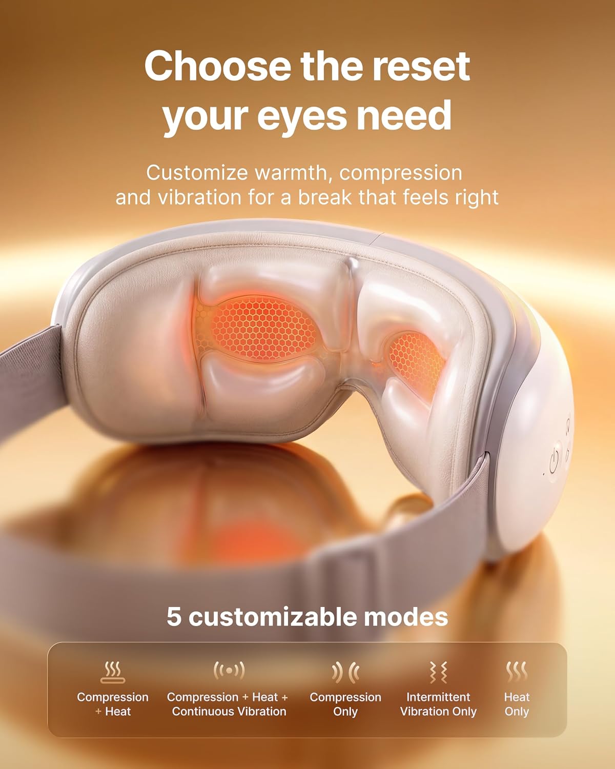 Heated Eye Massager with Compression & Voice Control