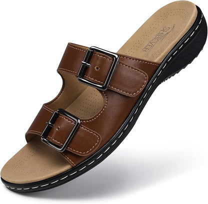 Women's Arch Support Sandals - Adjustable Wide Fit Flats