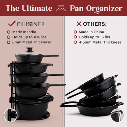 XL 5-Tier Cast Iron Pan Organizer Rack - Matte Black