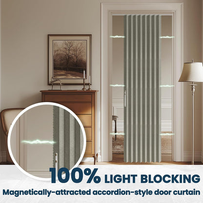 Magnetic Accordion Door Curtain - 100% Blackout Room Divider