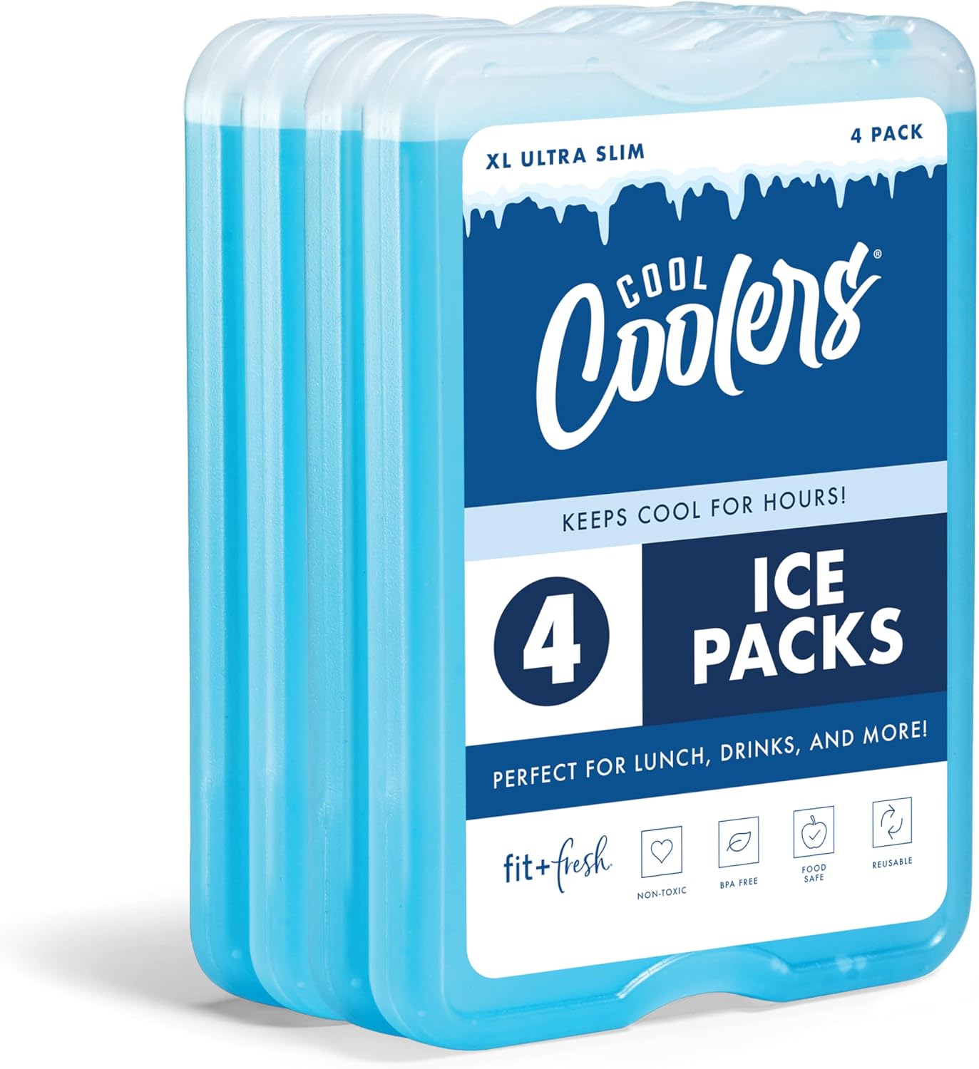XL Slim Ice Packs for Lunch Boxes & Coolers - 4 or 8 Pack