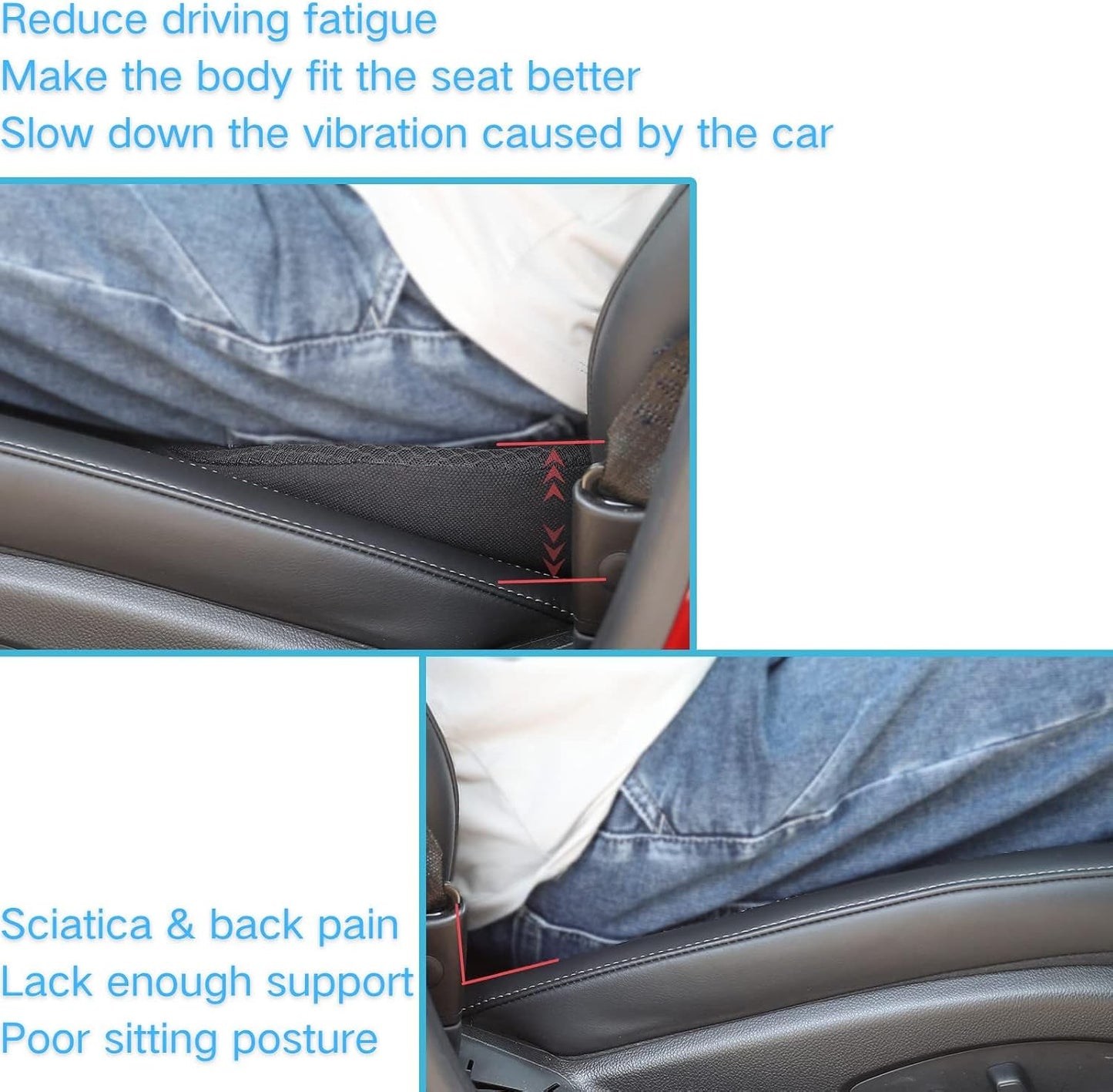 Memory Foam Car Seat Cushion - Ergonomic Driver Comfort